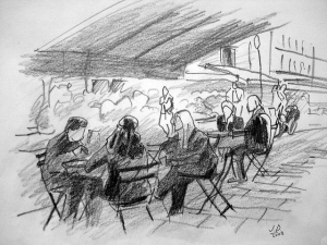 dessin terrasse de café