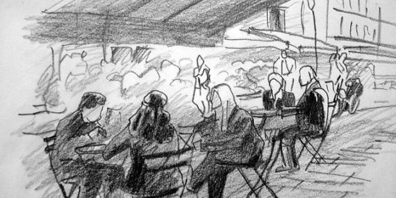 dessin terrasse de café